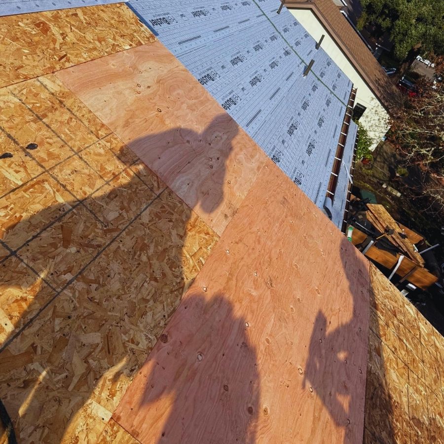 a new roof during installation as captured by an roof installer